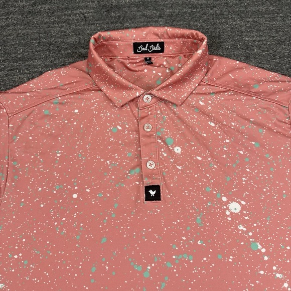 Bad Birdie Other - Bad Birdie Golf Polo Shirt Medium Paint Splatter 2 The Sequel Pink AOP Funky